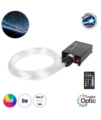 GLOBOSTAR® LUMOFIBRA 79613 Κιτ Συστήματος Οπτικής Ίνας με 150τεμ Φ1mm x Μ200cm & RF Ασύρματο Χειριστήριο LED 5W 200lm 1° AC 220-240V IP20 Πολύχρωμο RGB - Μ11.5 x Π9 x Υ4cm - 2 Χρόνια Εγγύηση